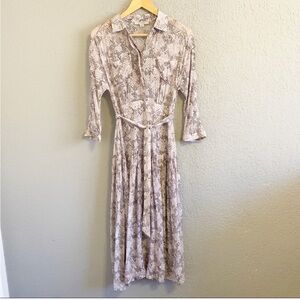 Allsaints Eley Midgard Snake Print Boho Sheer Belted Midi Dress